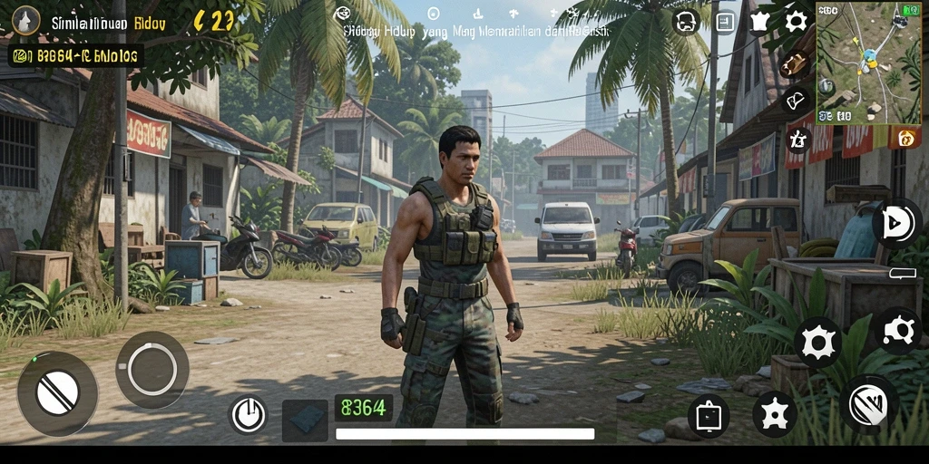Screenshot gameplay 8364 menampilkan simulasi kehidupan yang mendalam.