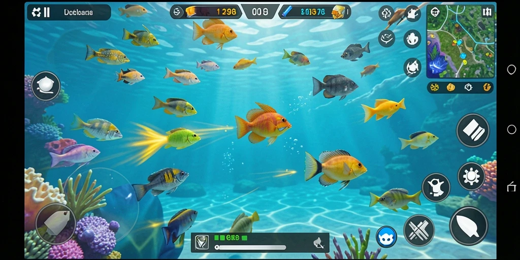 Tampilan gameplay menarik dari ID098 saat menangkap ikan.