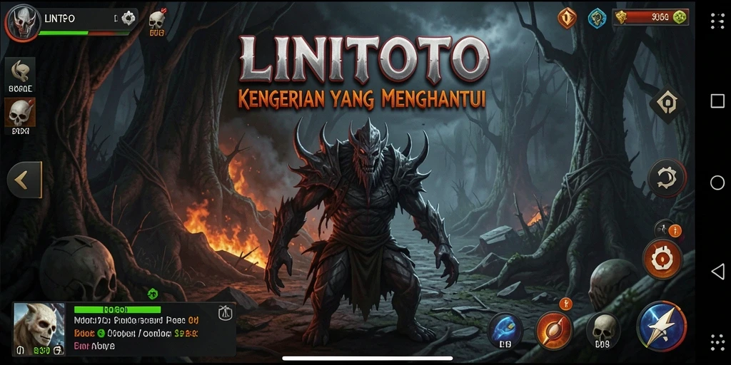 Tampilan gameplay menakutkan di <strong>LINITOTO</strong> dengan suasana yang mencekam.