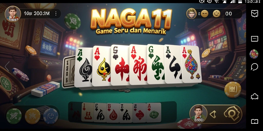 Screenshot game NAGA11 menampilkan serunya bermain Domino dengan teman.