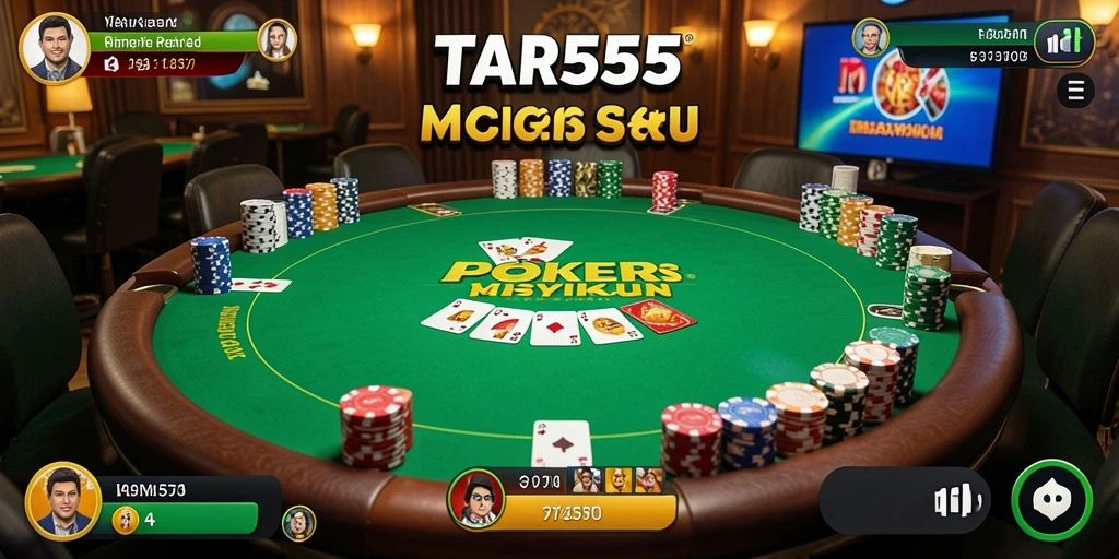 Screenshot utama TAR555 dengan gameplay Poker yang menegangkan dan interaktif.