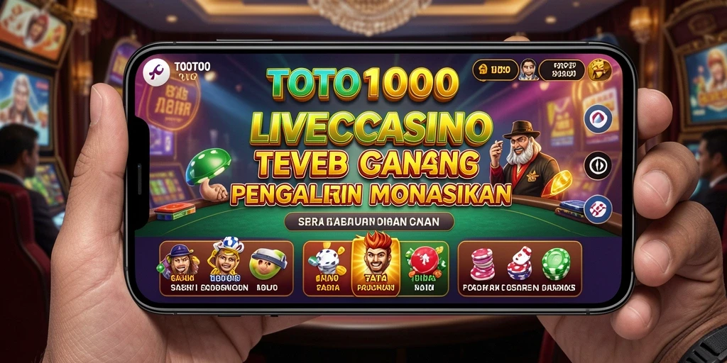 Screenshot gameplay TOTO1000 menampilkan dealer langsung dan suasana kasino yang mendebarkan.